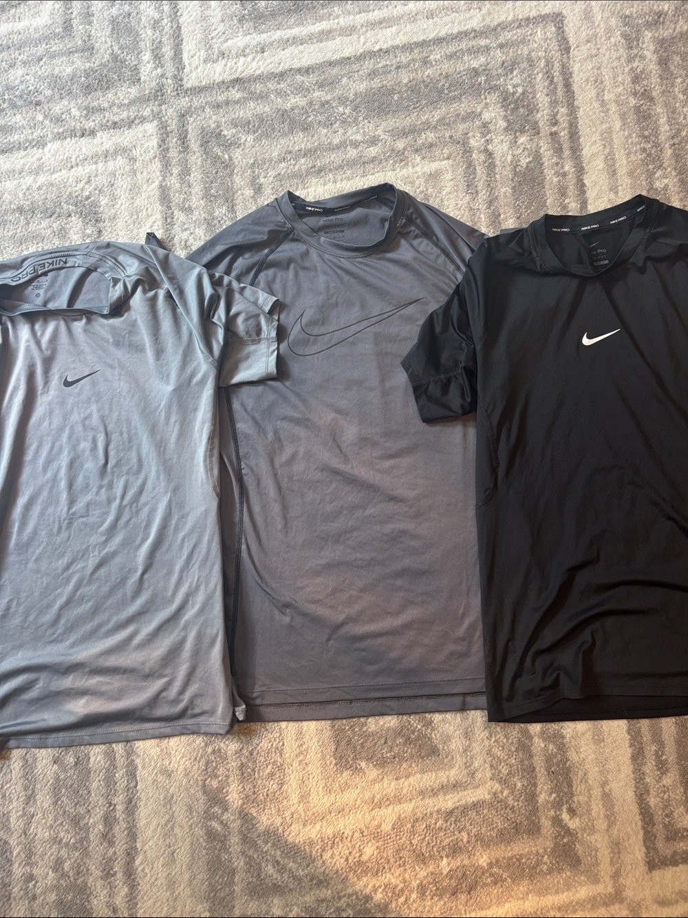 Bundle 3 lot Nike Pro Men's Dri-Fit slim fit T Shirt athletic black grey M